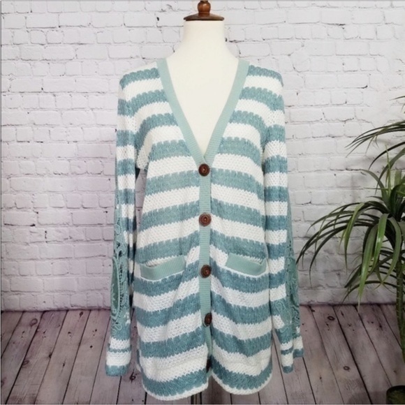 NICK & MO knit and lace sweater university cardigan - Picture 1 of 9